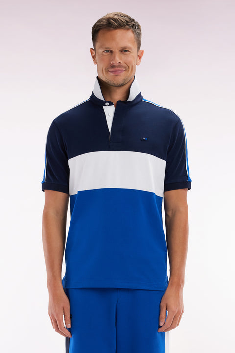 Maillot coupé-cousu à manches courtes en coton marine coupe droite - Image 1