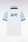 Maillot à manches courtes en jersey de coton ciel coupe droite broderies nœud papillon