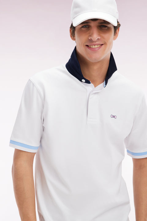 Maillot à manches courtes en coton blanc broderie dos Eden Park coupe droite - Image 3