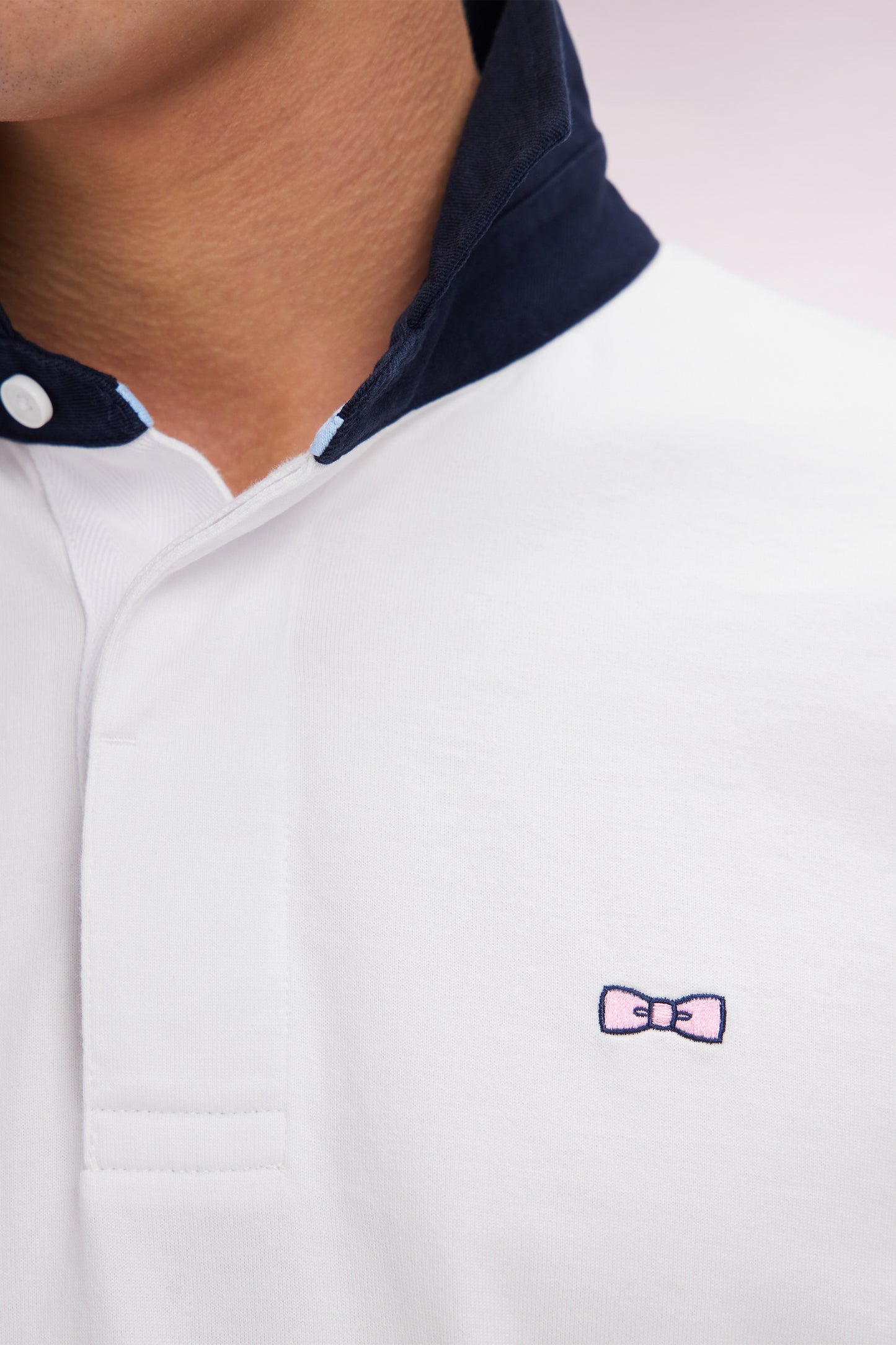 Straight-cut white cotton short-sleeved rugby shirt with Eden Park back embroidery