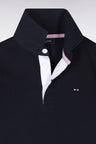 Straight-cut short-sleeved navy cotton jersey with back embroidery