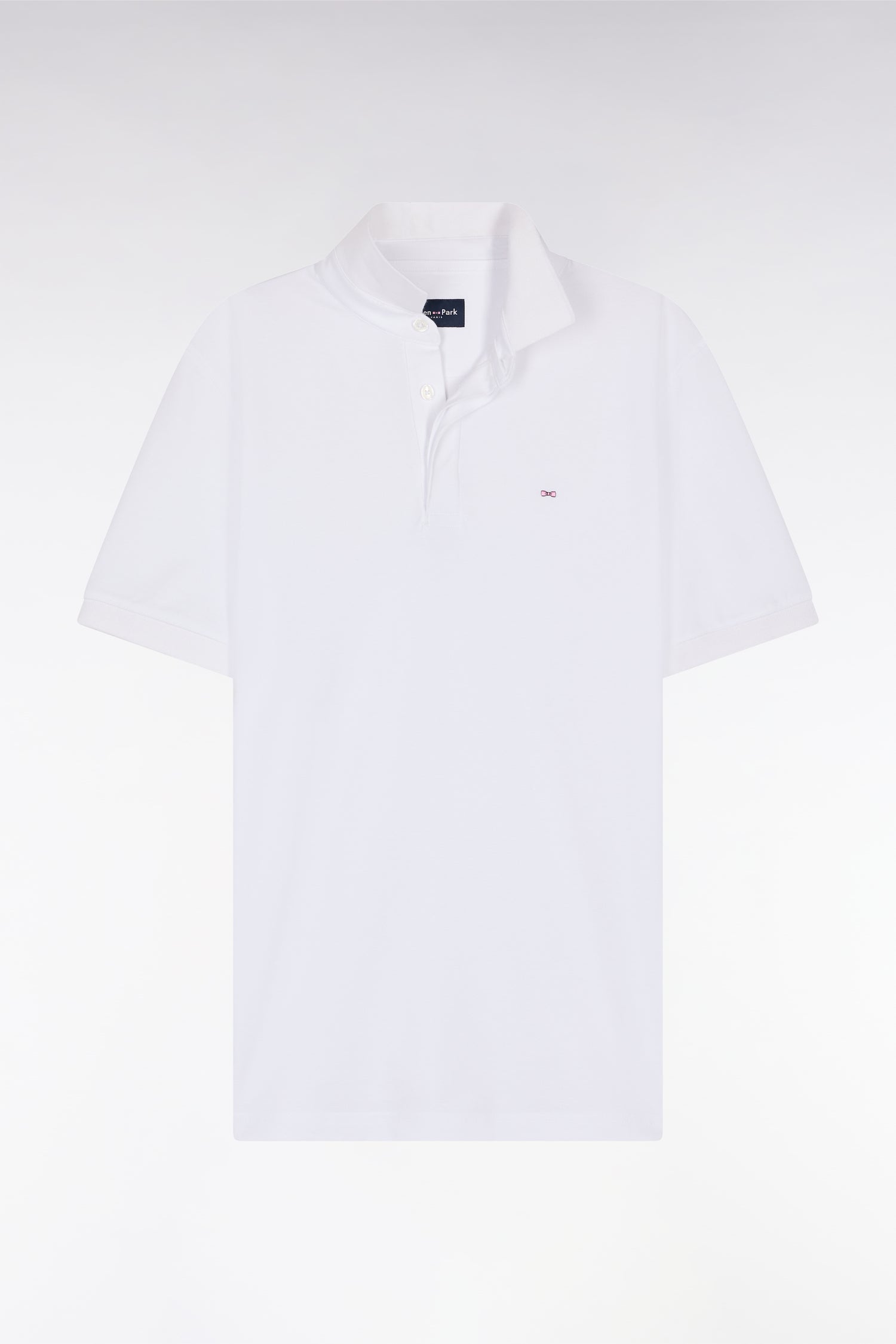 Polo à manches courtes en piqué coton stretch blanc coupe ajustée