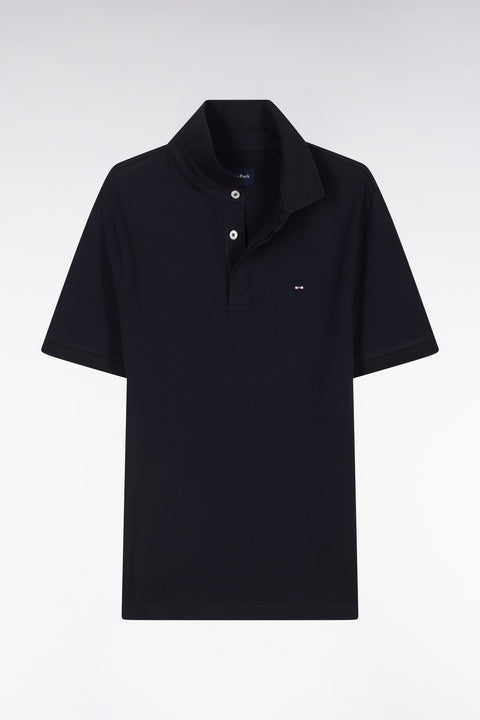 Polo à manches courtes en piqué coton stretch marine coupe ajustée - Image 2