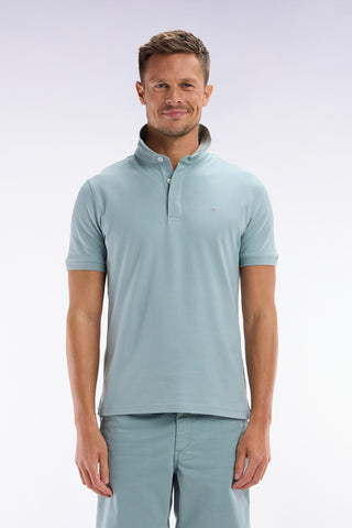 Polo à manches courtes en coton stretch gris moyen coupe ajustée