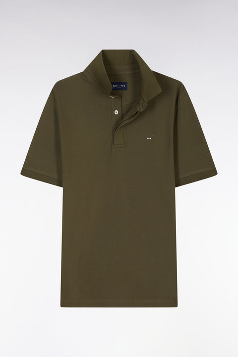 Polo à manches courtes en piqué coton stretch kaki coupe ajustée - Image 2