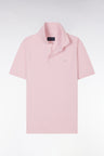 Slim-fit short-sleeved polo shirt in pink stretch cotton piqué