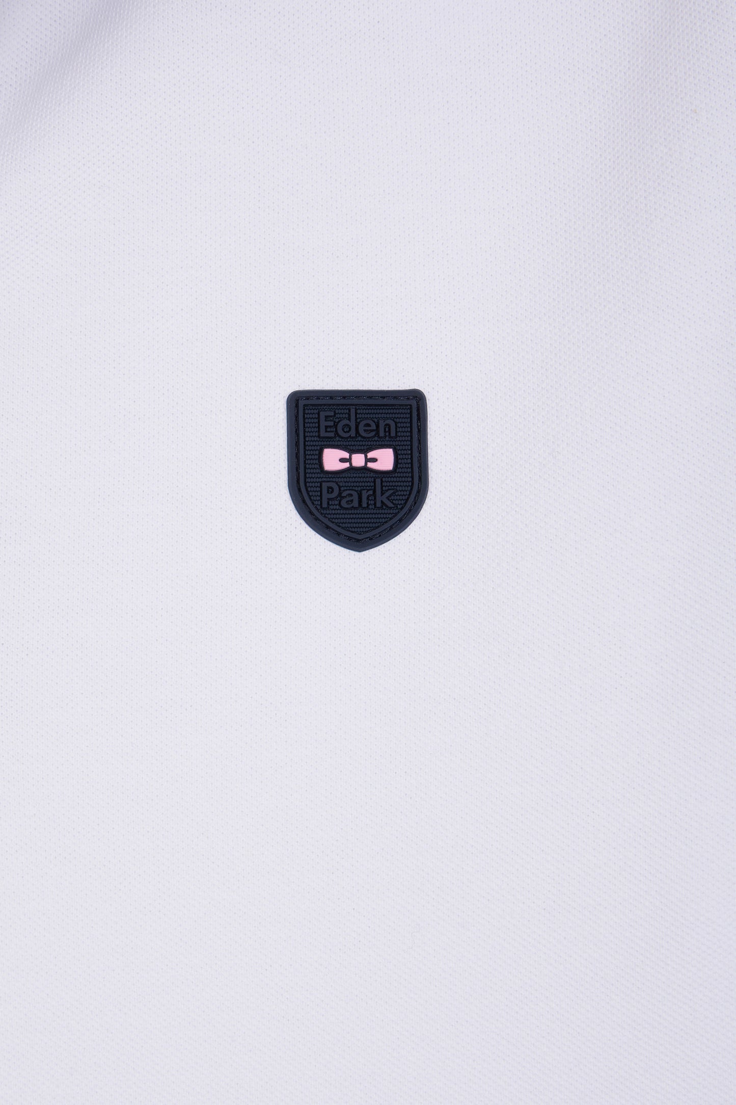 Slim-fit plain short-sleeved polo shirt in white stretch cotton with contrasting piping