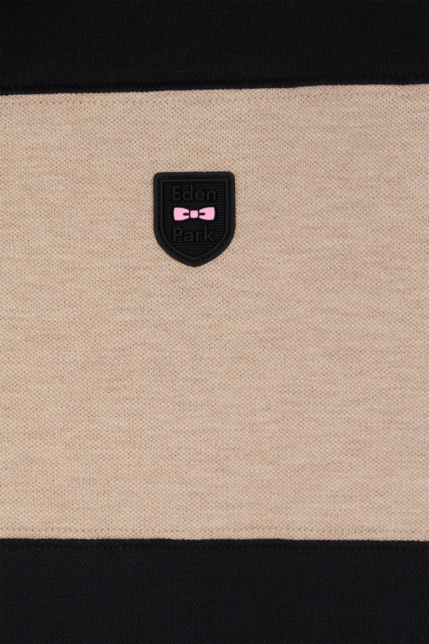 Slim-fit short-sleeved polo shirt in black stretch cotton with contrasted stripe