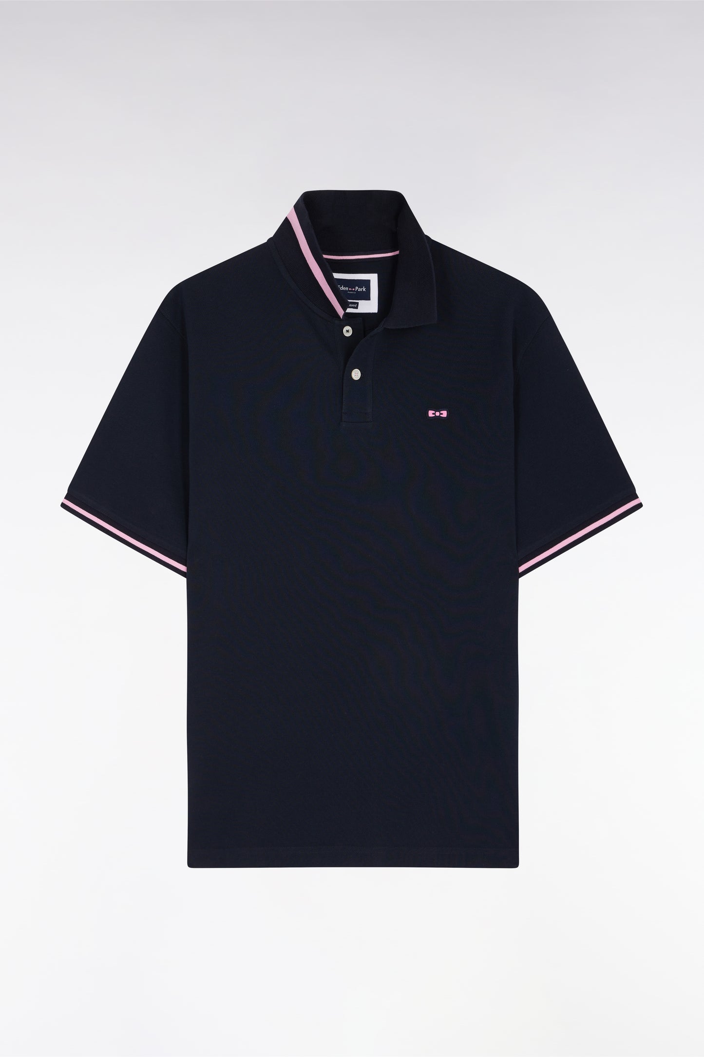 Polo à manches courtes en coton marine jacquard dos Eden Park coupe décontractée