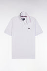 Relaxed-fit short-sleeved polo shirt in white cotton with piped collar