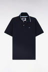 Relaxed-fit short-sleeved polo shirt in navy cotton with piped collar
