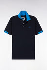Relaxed-fit short-sleeved polo shirt in navy cotton with colorful accents
