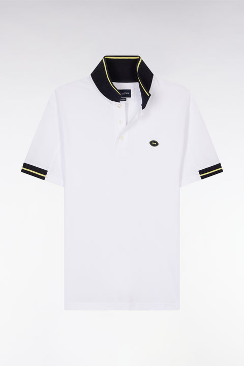 Relaxed-fit short-sleeved polo shirt in yellow cotton with colorful accents - Image 2