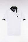 Relaxed-fit short-sleeved polo shirt in yellow cotton with colorful accents