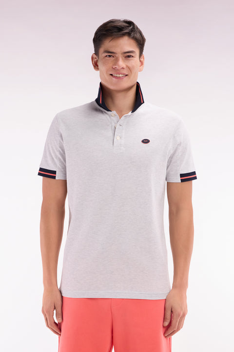 Relaxed-fit short-sleeved polo shirt in red cotton with colorful accents - Image 1
