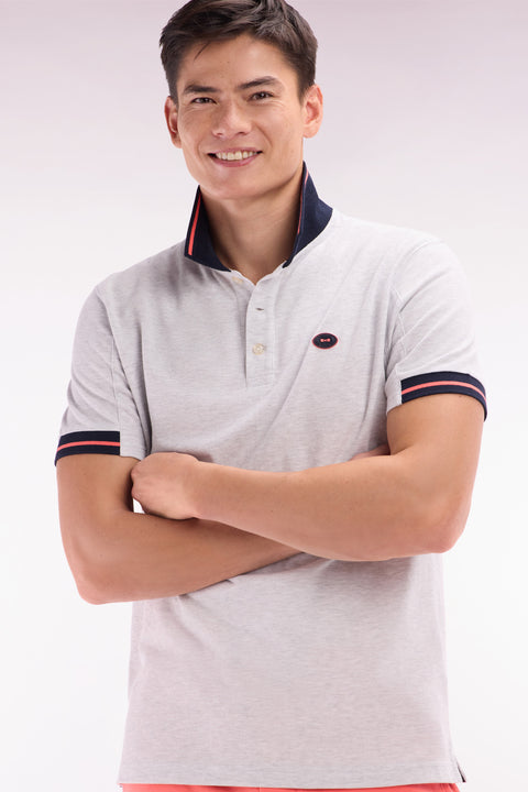 Relaxed-fit short-sleeved polo shirt in red cotton with colorful accents - Image 3