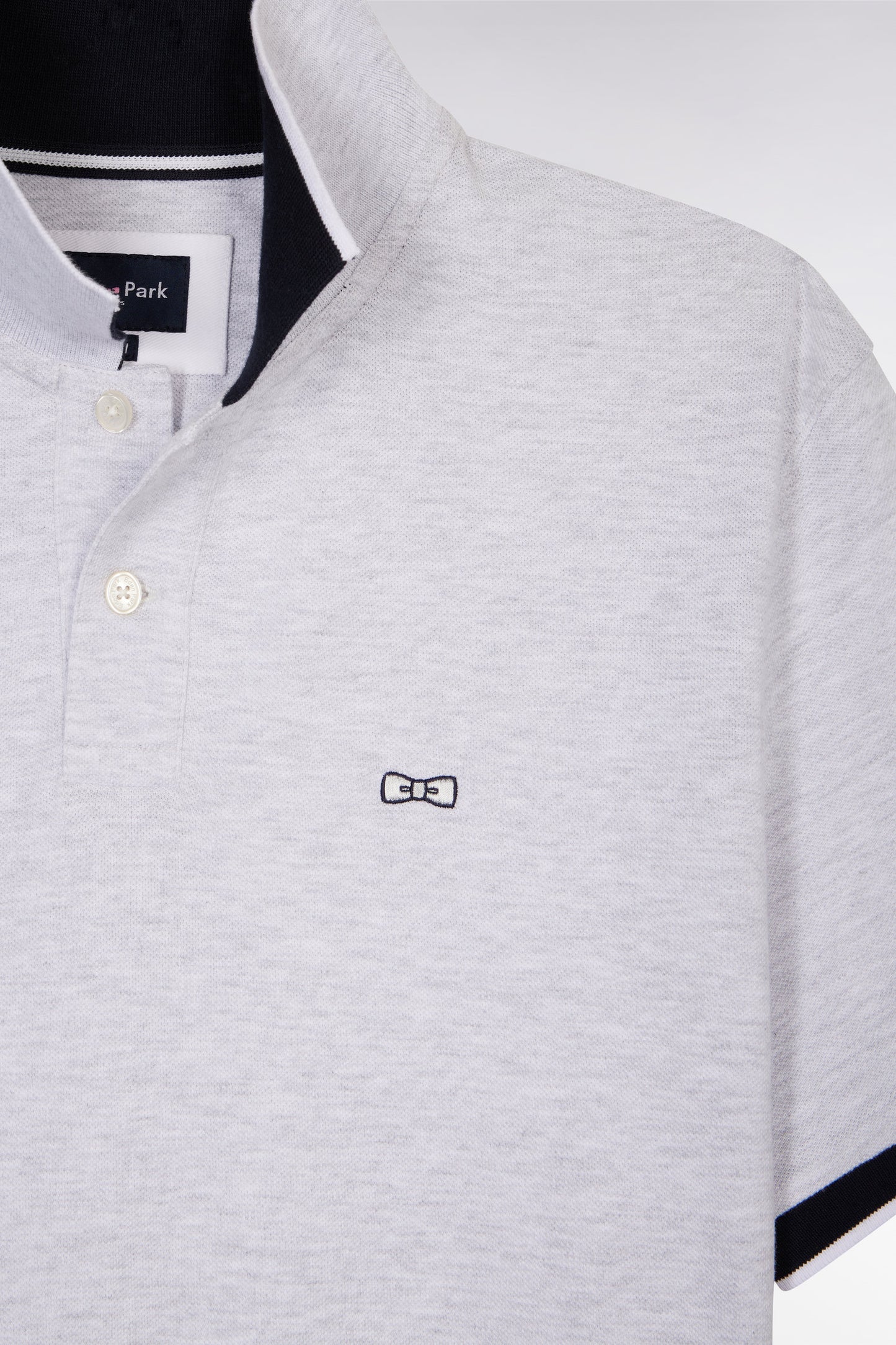 Relaxed-fit short-sleeved polo shirt in grey cotton with 10 embroidery