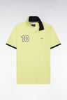 Relaxed-fit short-sleeved polo shirt in yellow cotton with 10 embroidery