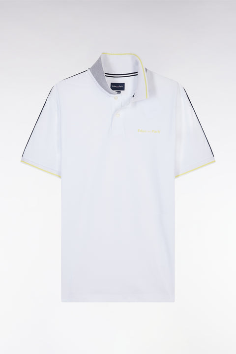 Relaxed-fit plain short-sleeved polo shirt in white cotton with Eden Park lettering - Image 2