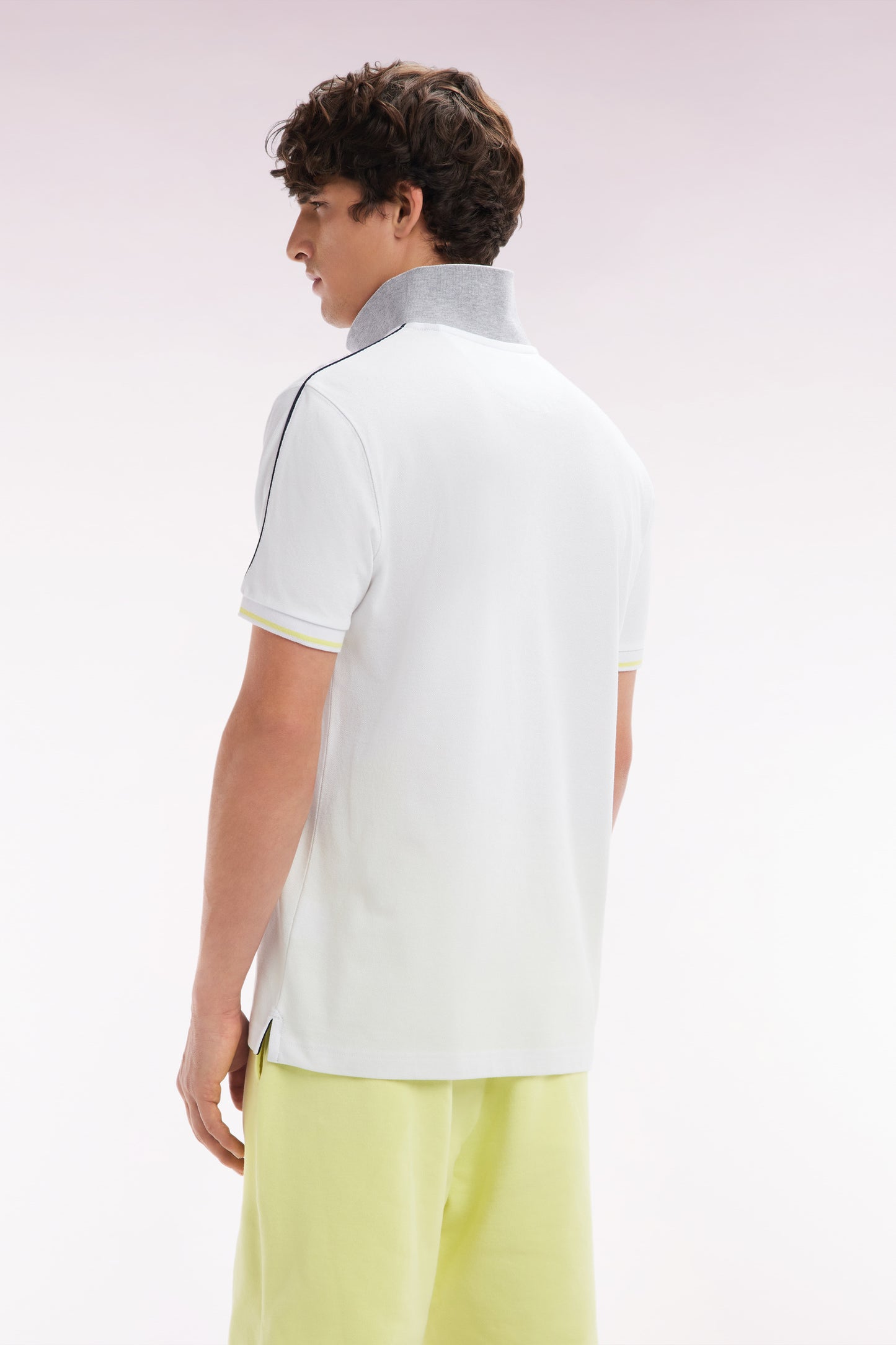 Relaxed-fit plain short-sleeved polo shirt in white cotton with Eden Park lettering