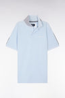 Relaxed-fit plain short-sleeved polo shirt in sky blue cotton with Eden Park lettering