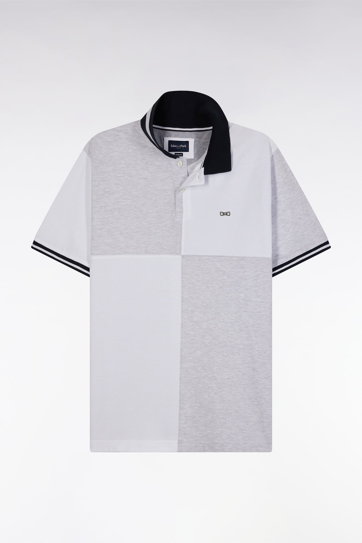 Polo à manches courtes en coton gris coupe décontractée