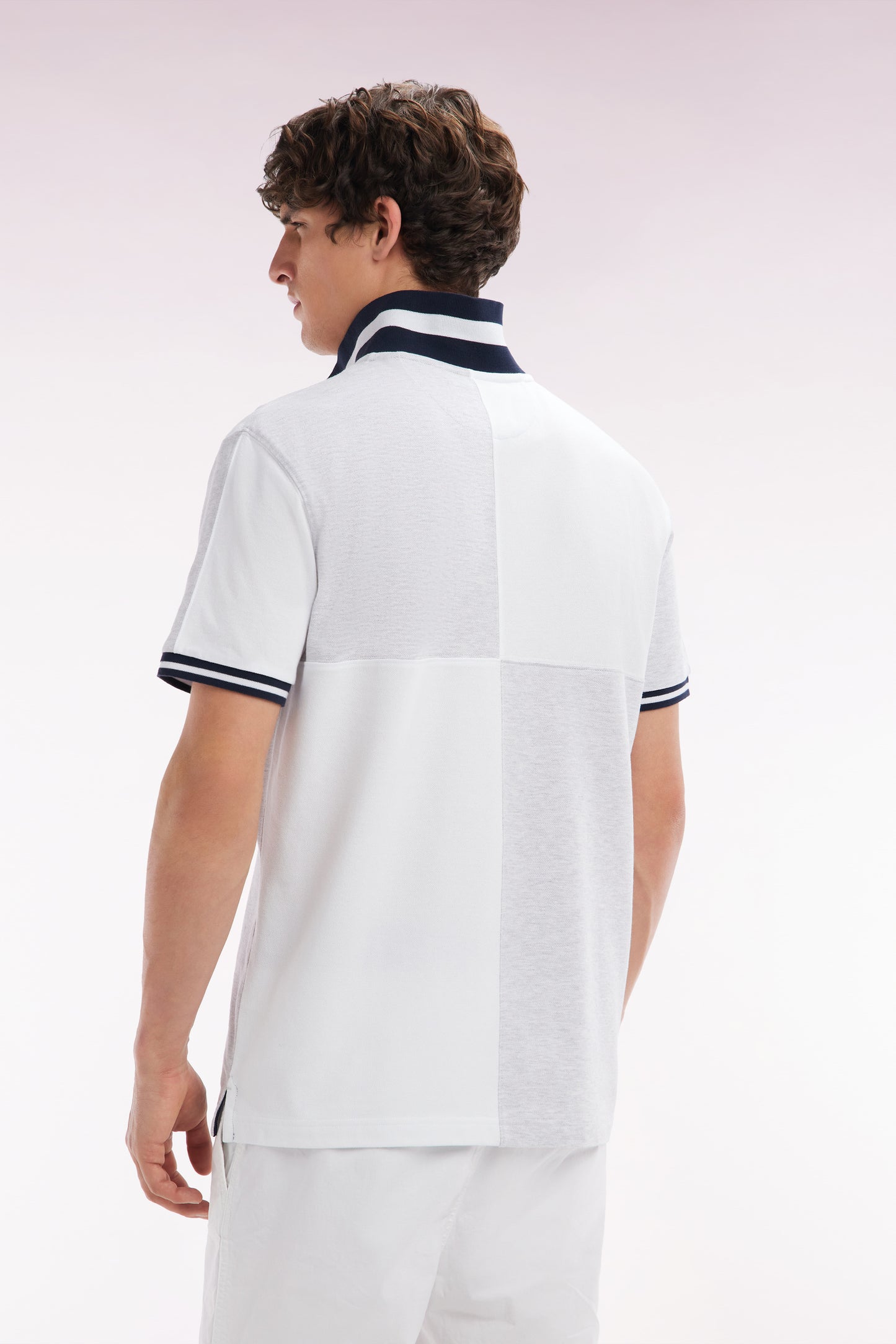 Polo à manches courtes en coton gris coupe décontractée