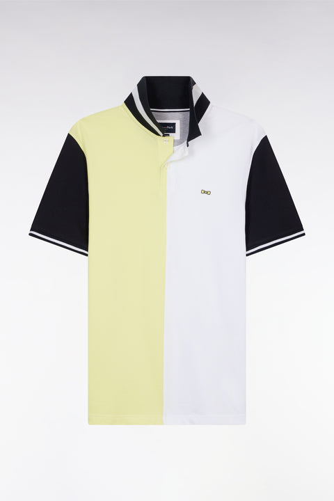 Relaxed-fit two-tone yellow and white short-sleeved cotton polo shirt - Image 2