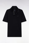 Polo à manches courtes uni en coton Pima noir coupe droite