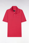 Straight-fit short-sleeved polo shirt in fuchsia Pima cotton