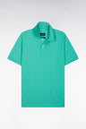 Straight-fit short-sleeved polo shirt in green Pima cotton