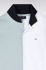 Straight-fit short-sleeved polo shirt in navy white and green tricolor cotton piqué
