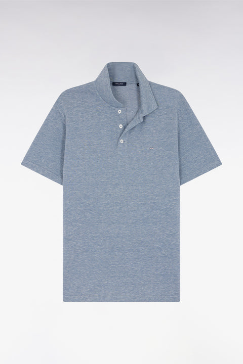 Polo à manches courtes en coton et lin gris foncé coupe droite - Image 2