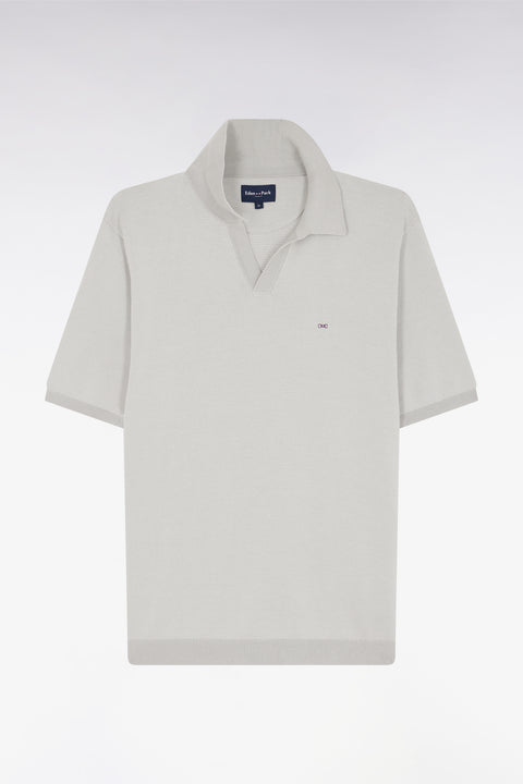 Pull col polo en coton gris coupe droite - Image 2