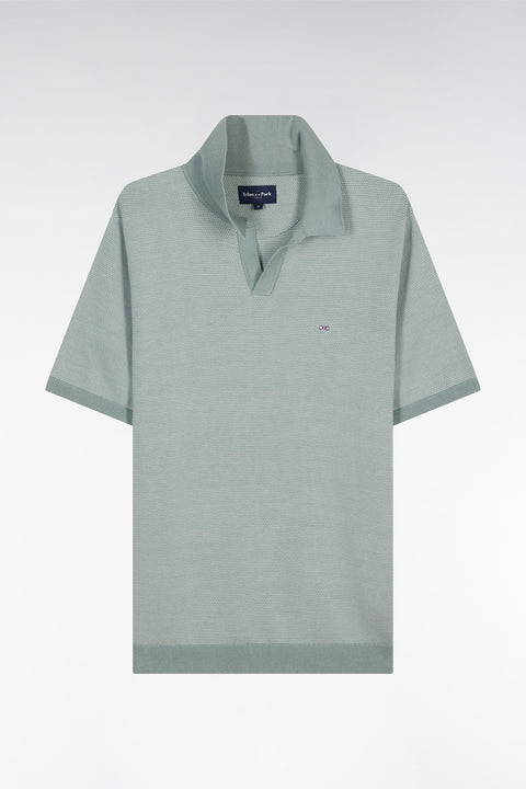 Pull col polo en coton gris clair coupe droite - Image 2