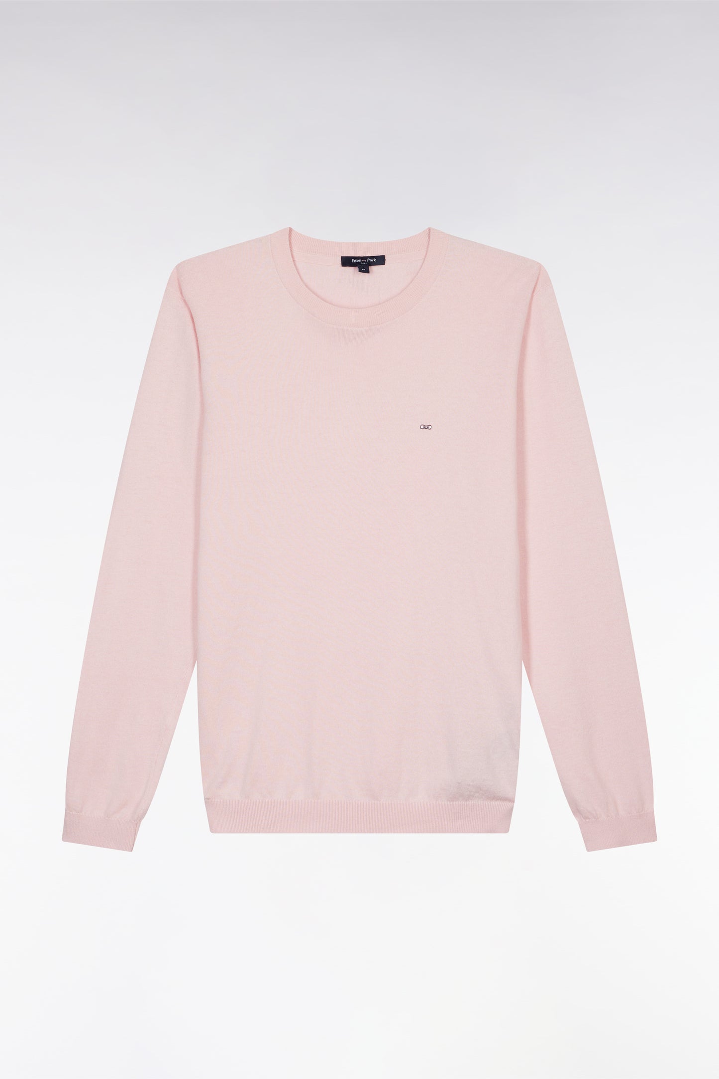 Pull col rond en coton et soie mélangés rose coupe droite