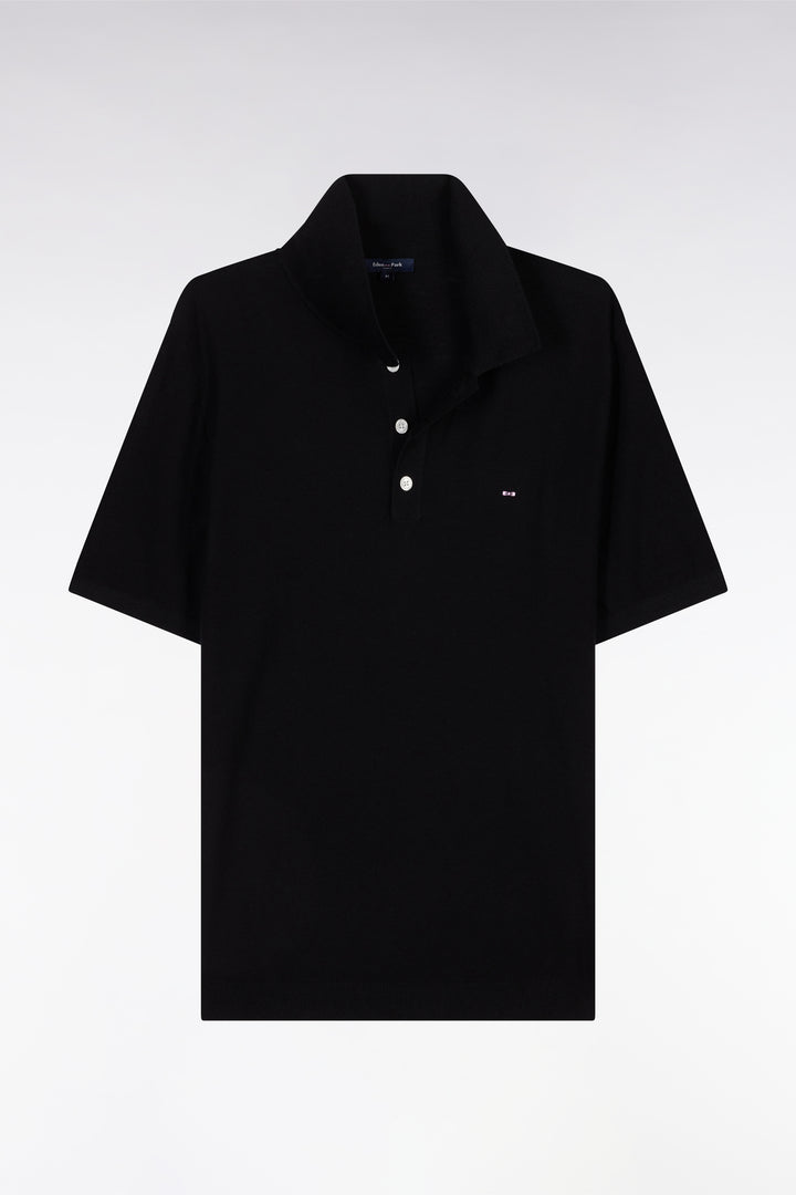 Pull sans manches à col polo noir coupe droite