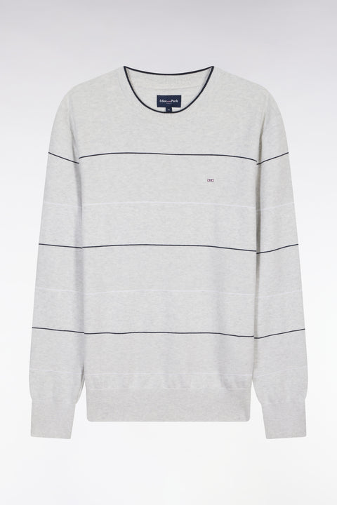 Pull col rond cerclé en coton gris - Image 2