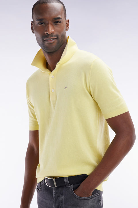 Pull col polo en coton et soie mélangés ivoire coupe droite - Image 2