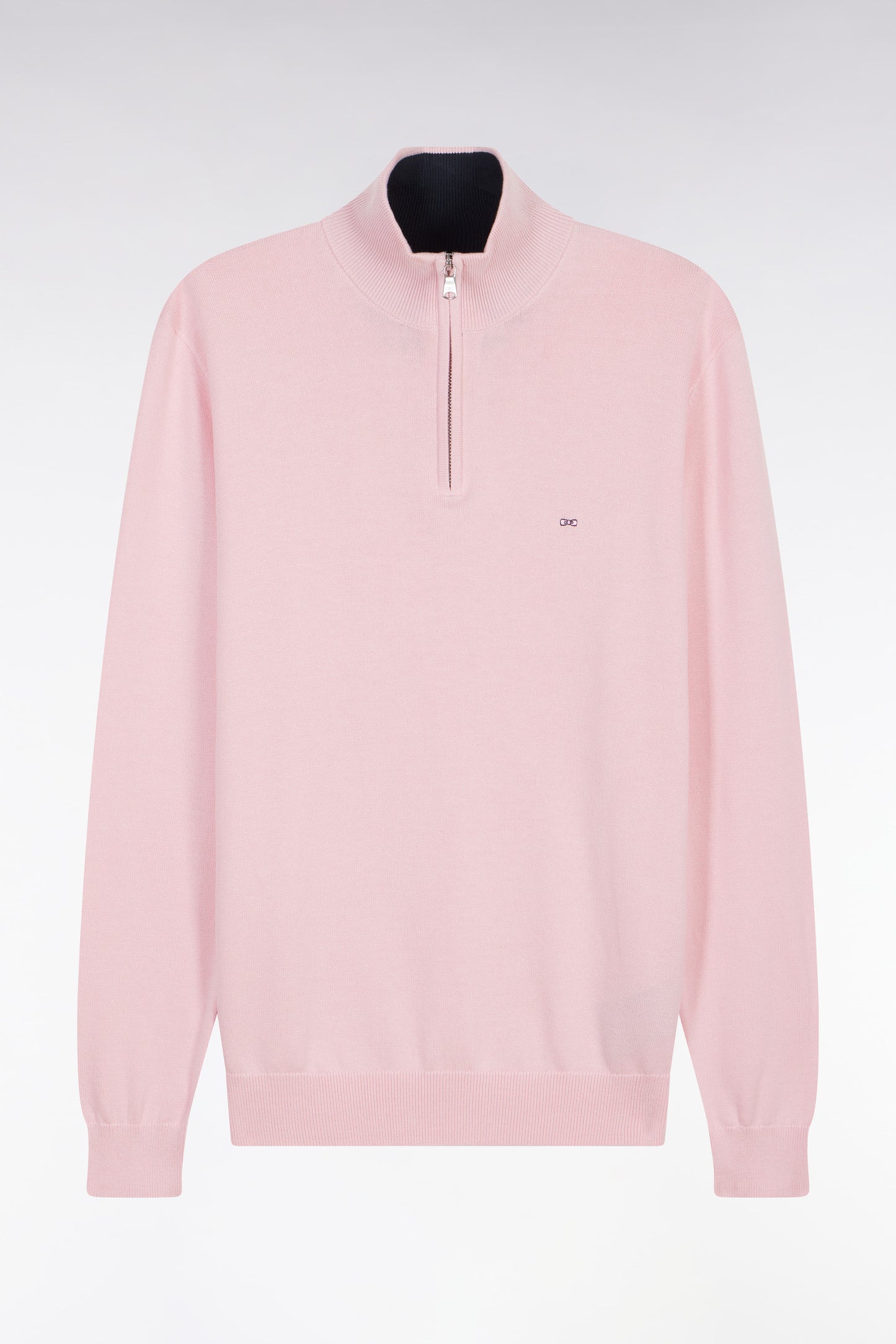 Straight-fit pink cotton trucker collar jumper