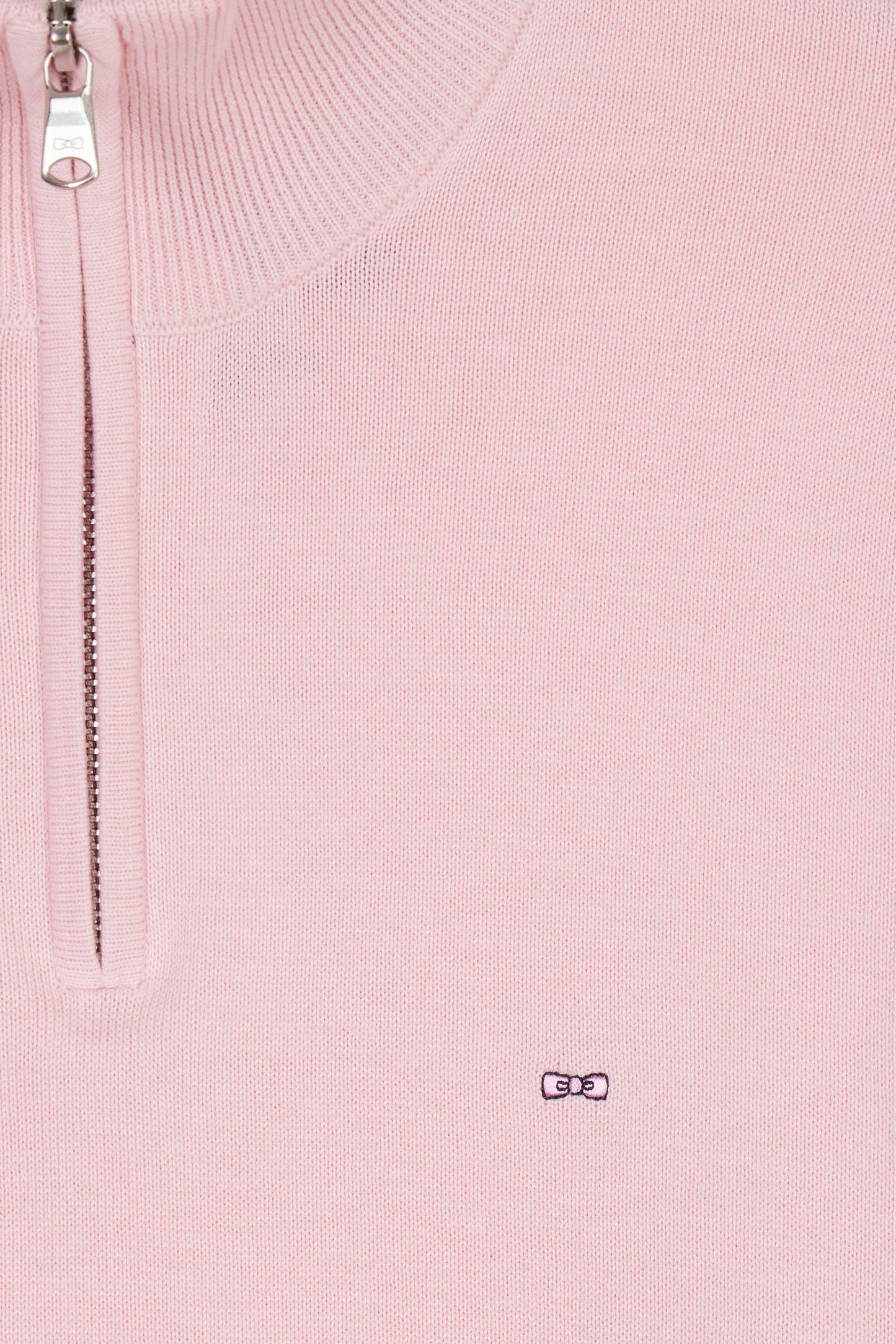 Straight-fit pink cotton trucker collar jumper