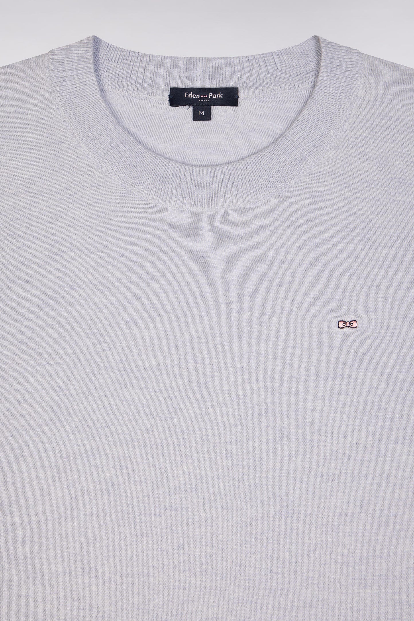 Relaxed-fit short-sleeved round-neck jumper in grey cotton-silk thin blend