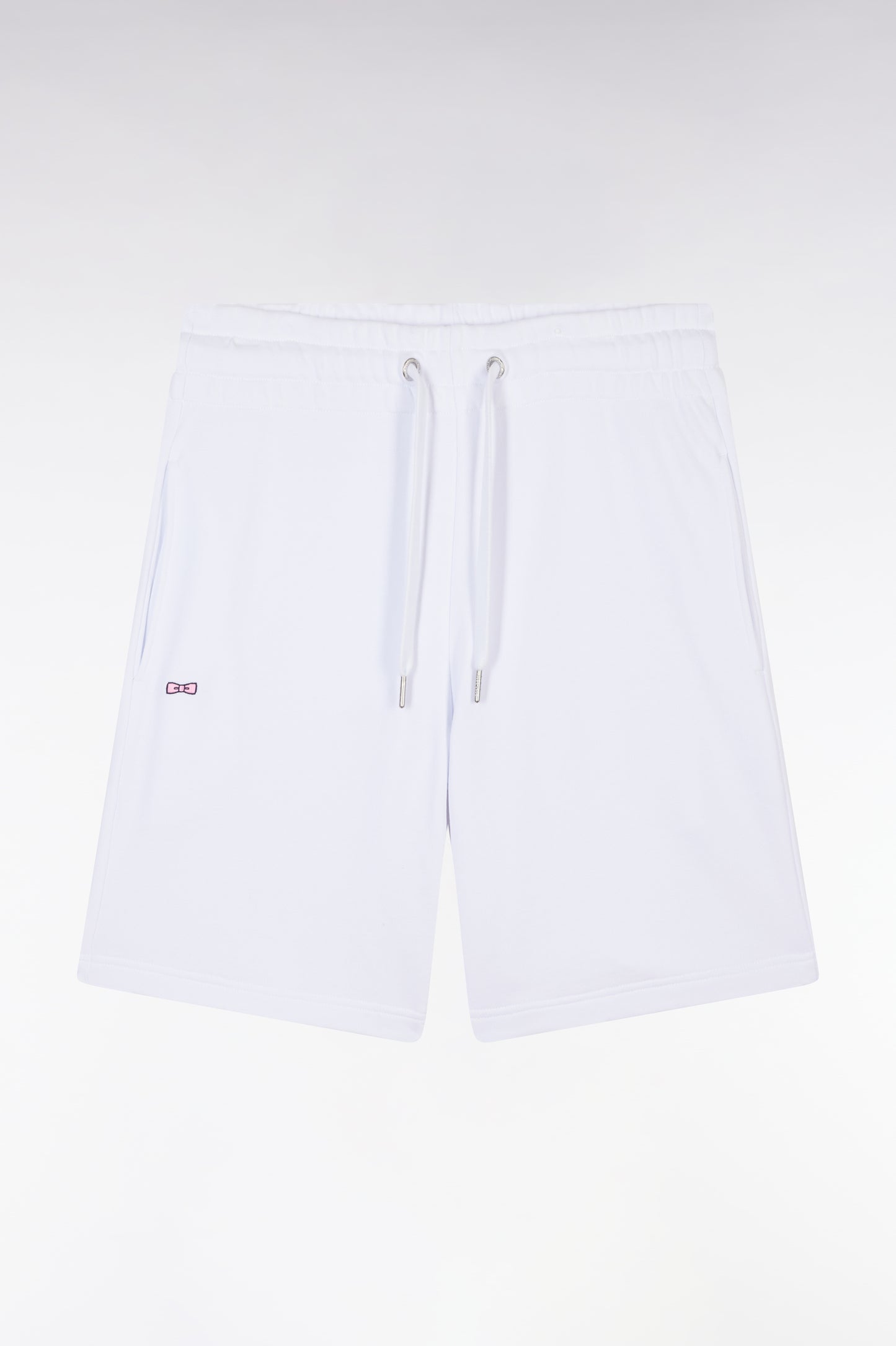 Straight-fit white cotton fleece shorts