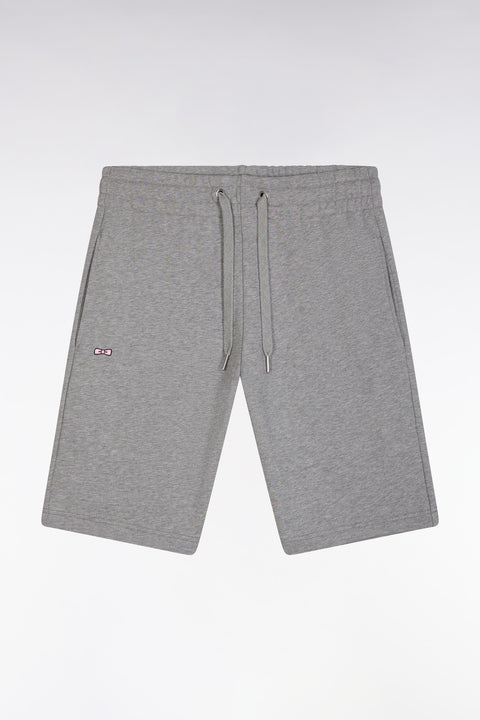 Straight-fit grey cotton fleece shorts - Image 2