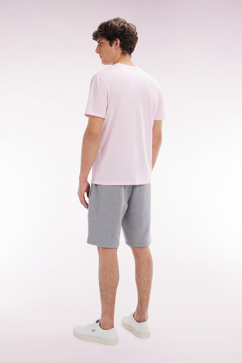 Straight-fit grey cotton fleece shorts - Image 3