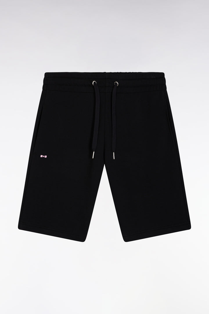 Short en molleton coton noir coupe droite