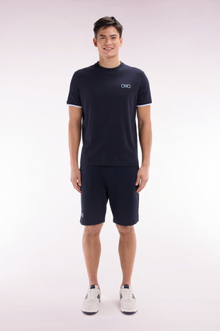 Short de jogging en molleton coton marine coupe décontractée