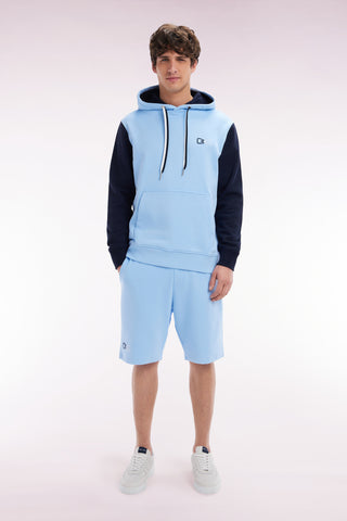 Relaxed-fit sky blue cotton fleece jogger shorts