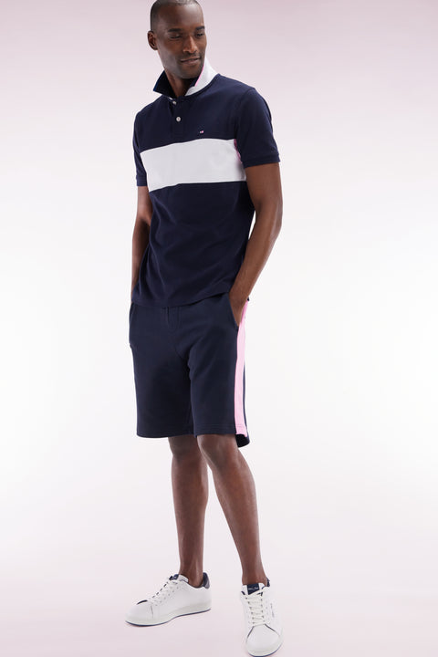 Relaxed fit navy cotton fleece shorts - Image 3
