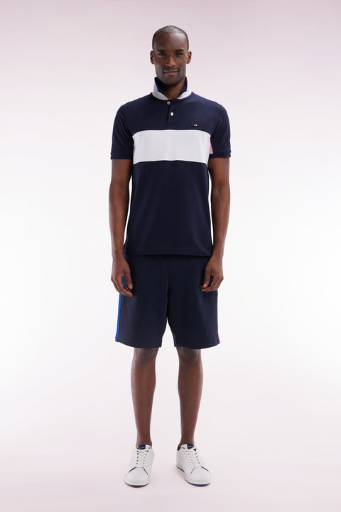 Relaxed fit navy cotton fleece shorts - Image 1